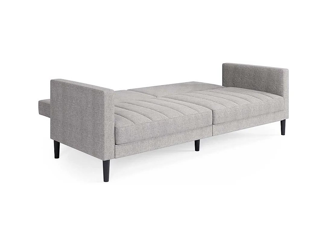 Sofa Webstoff hellgrau mit Rücken Klappmechanik 200 cm breit