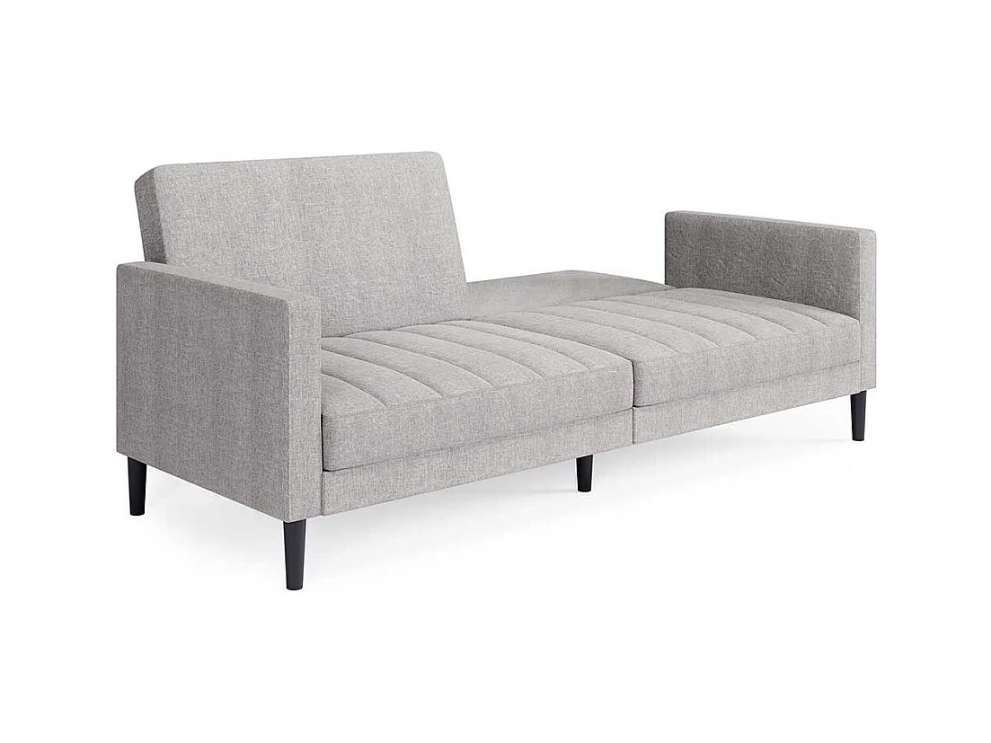Sofa Webstoff hellgrau mit Rücken Klappmechanik 200 cm breit