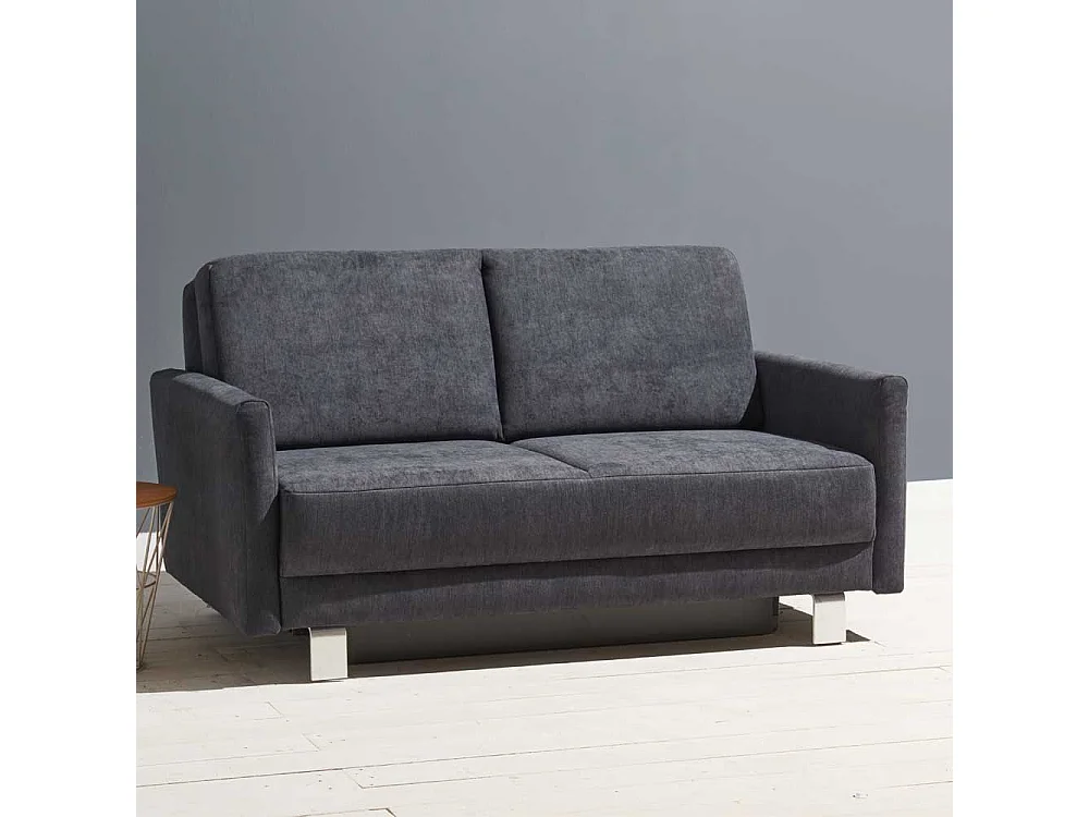 Ausziehsofa in Blaugrau Microvelour Made in Germany