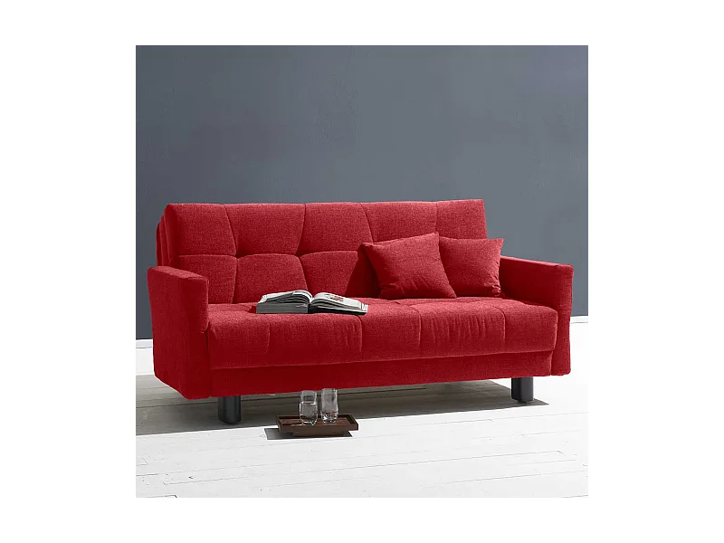 Bettsofa in Rot Flachgewebe verstellbaren Armlehnen