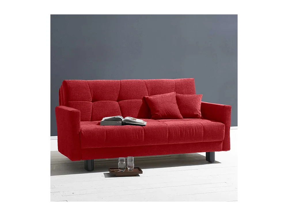Bettsofa in Rot Flachgewebe verstellbaren Armlehnen