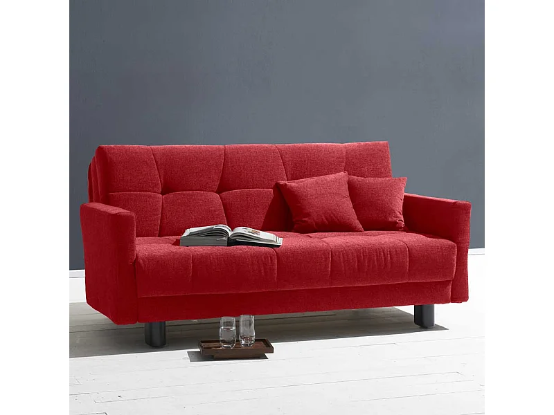 Bettsofa in Rot Flachgewebe verstellbaren Armlehnen