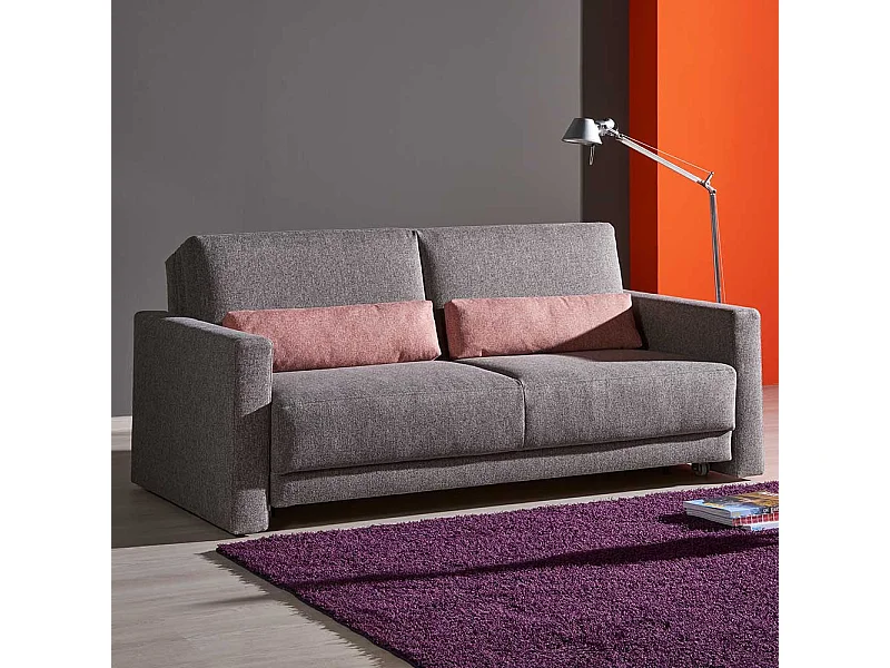 Schlafcouch in Grau Webstoff Armlehnen