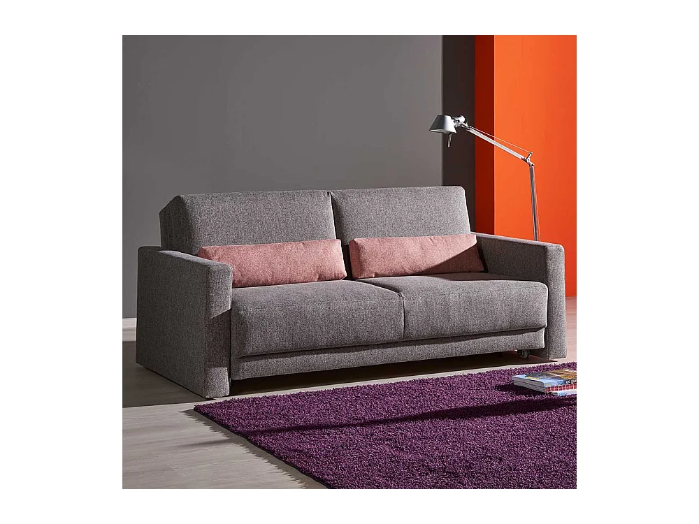 Schlafcouch in Grau Webstoff Armlehnen