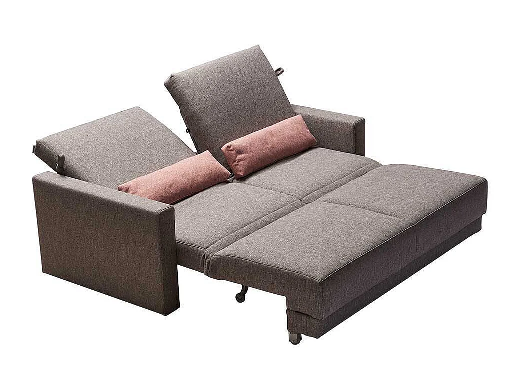 Schlafcouch in Grau Webstoff Armlehnen