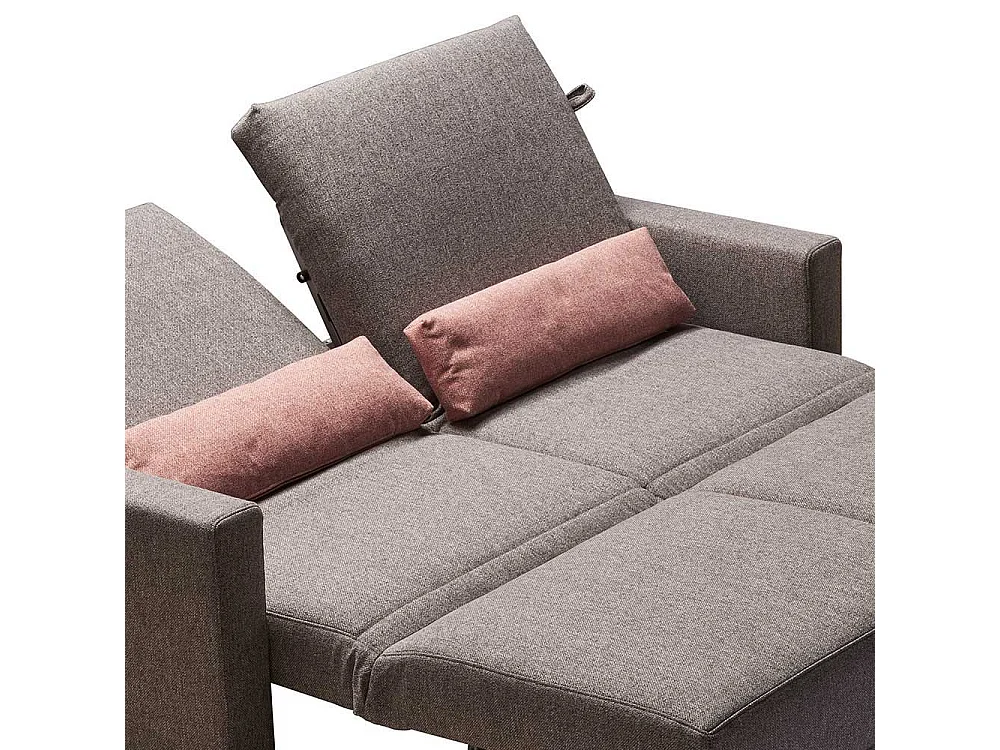 Schlafcouch in Grau Webstoff Armlehnen