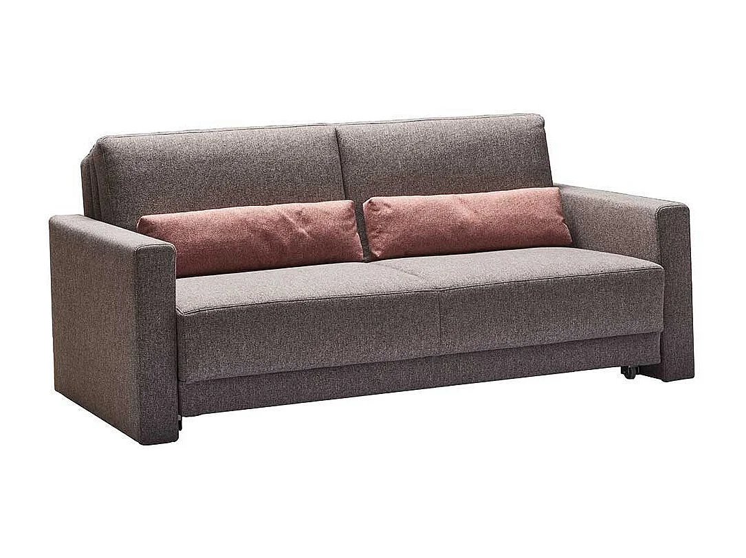 Schlafcouch in Grau Webstoff Armlehnen