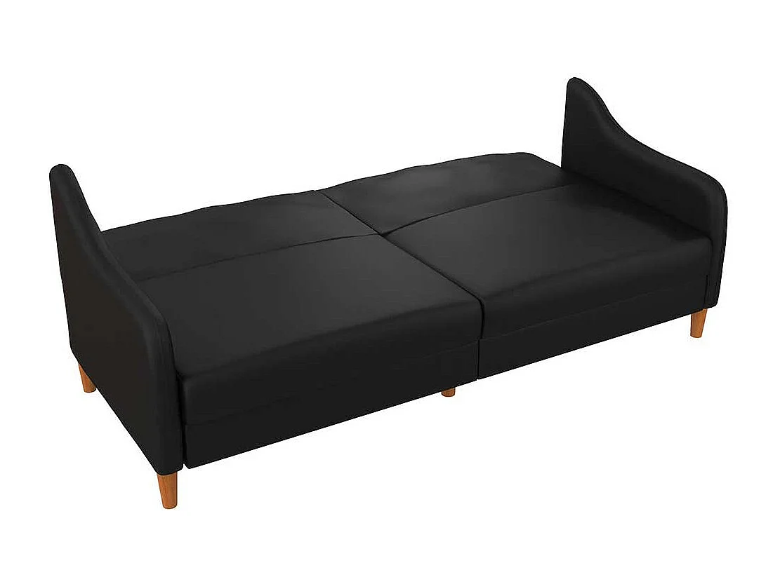 Schwarzes Kunstleder Sofa mit Schlaffunktion 195 cm breit