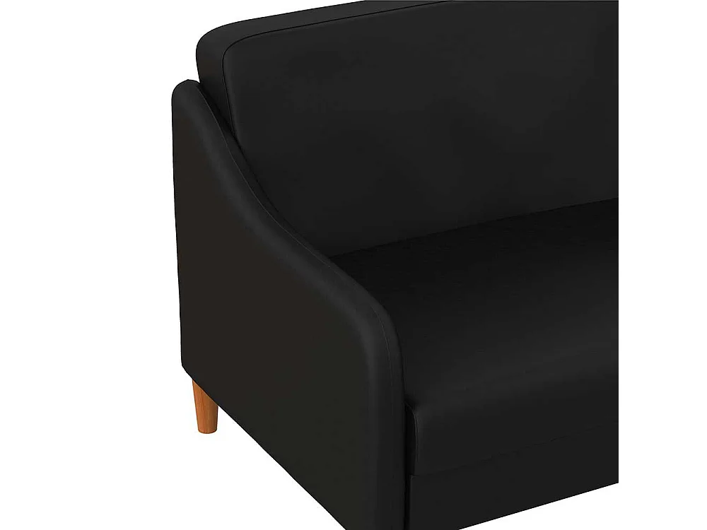 Schwarzes Kunstleder Sofa mit Schlaffunktion 195 cm breit
