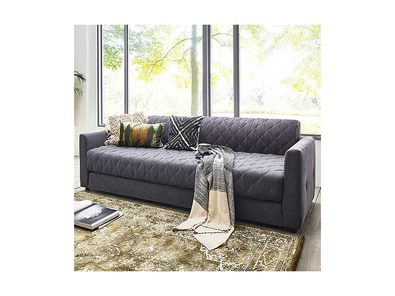 Zweisitzer Schlafcouch in Grau Taschenfederkern