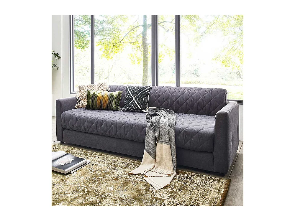 Zweisitzer Schlafcouch in Grau Taschenfederkern