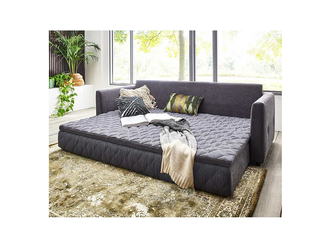Zweisitzer Schlafcouch in Grau Taschenfederkern