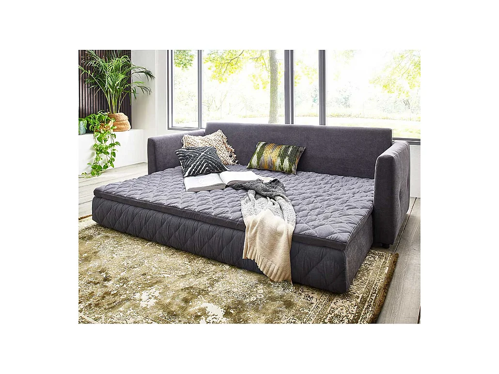 Zweisitzer Schlafcouch in Grau Taschenfederkern