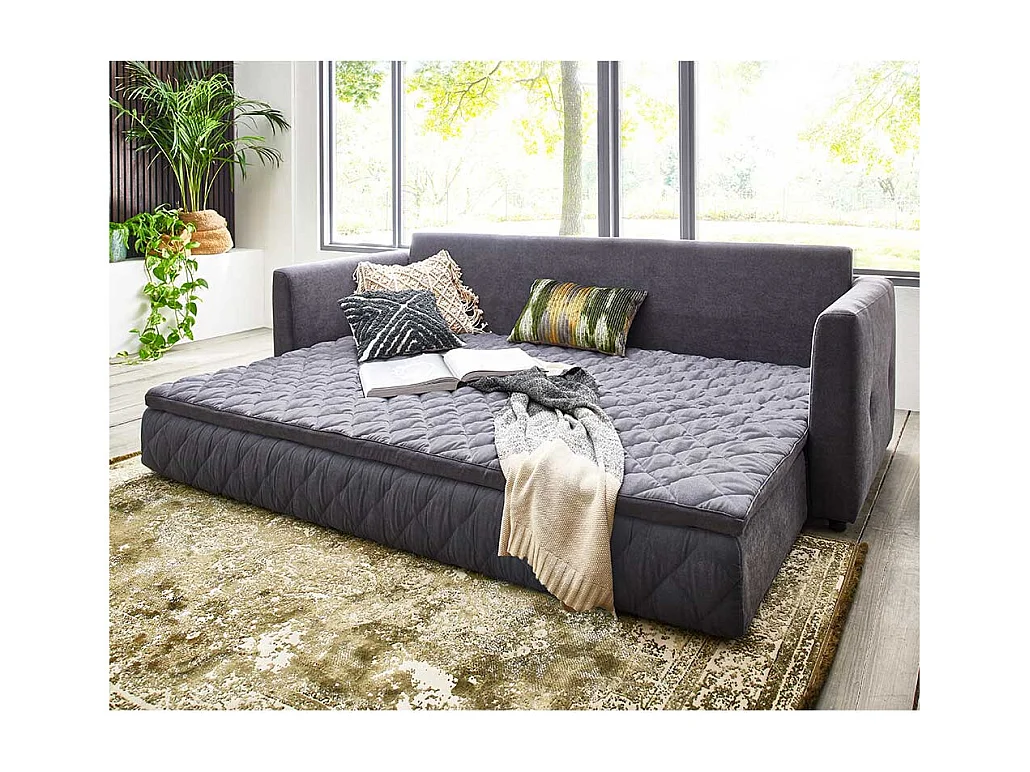 Zweisitzer Schlafcouch in Grau Taschenfederkern