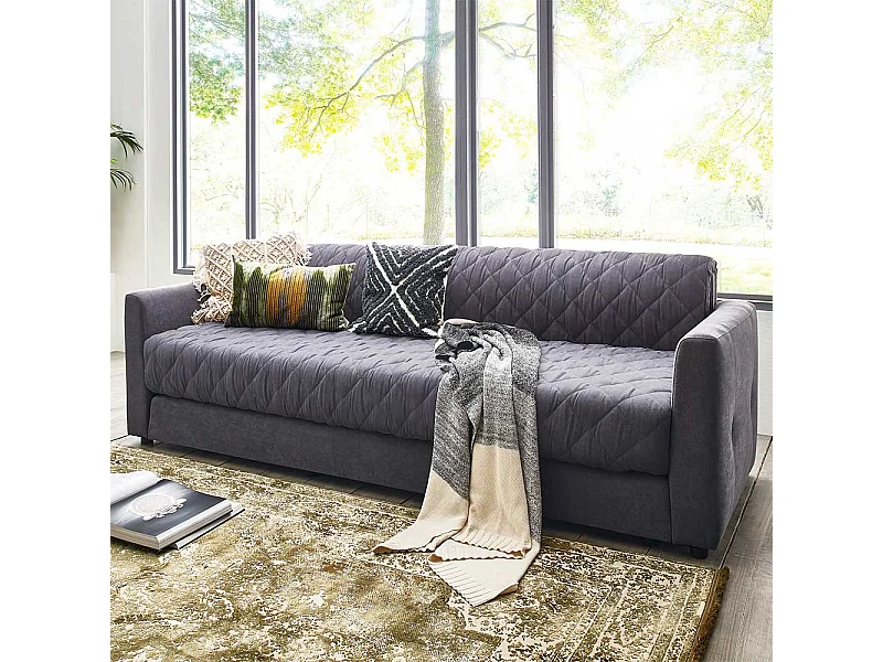 Zweisitzer Schlafcouch in Grau Taschenfederkern
