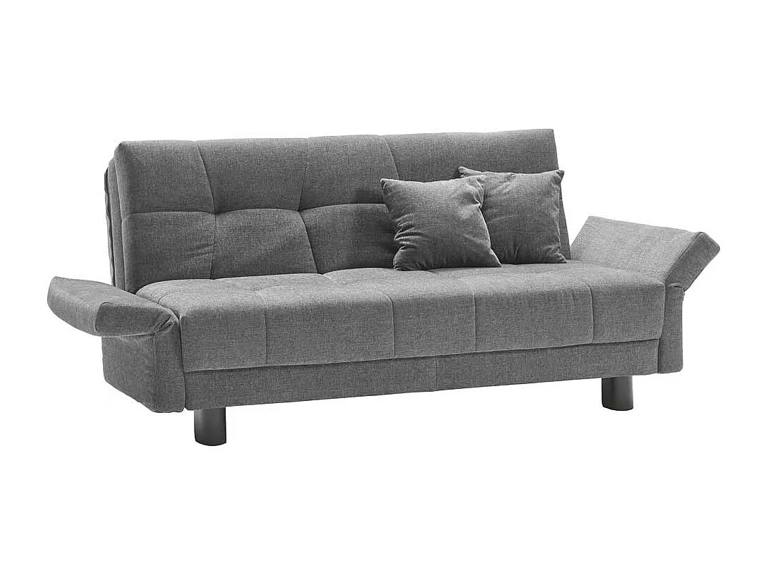Schlafsofa in Grau Flachgewebe abklappbaren Arnlehnen