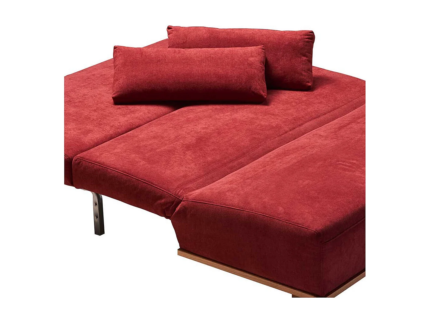 Schlafcouch in Rot Stoff Eiche Massivholz