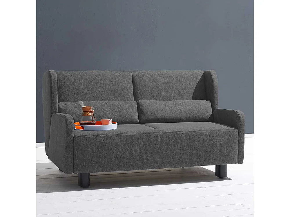 Bettsofa in Dunkelgrau Webstoff Made in Germany