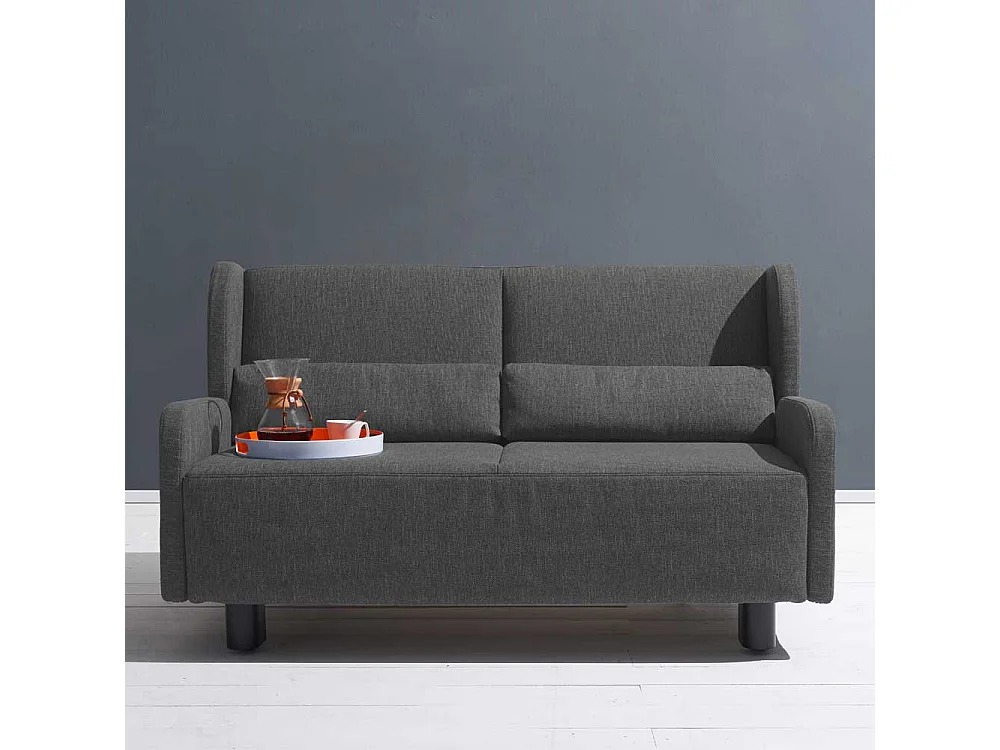 Bettsofa in Dunkelgrau Webstoff Made in Germany