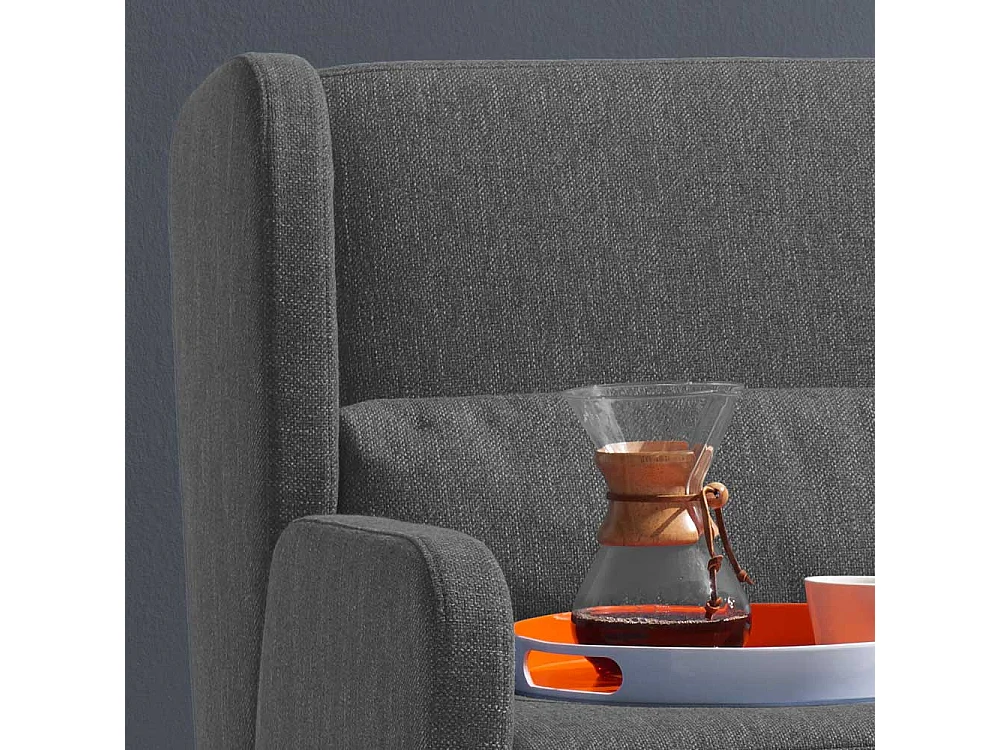 Bettsofa in Dunkelgrau Webstoff Made in Germany