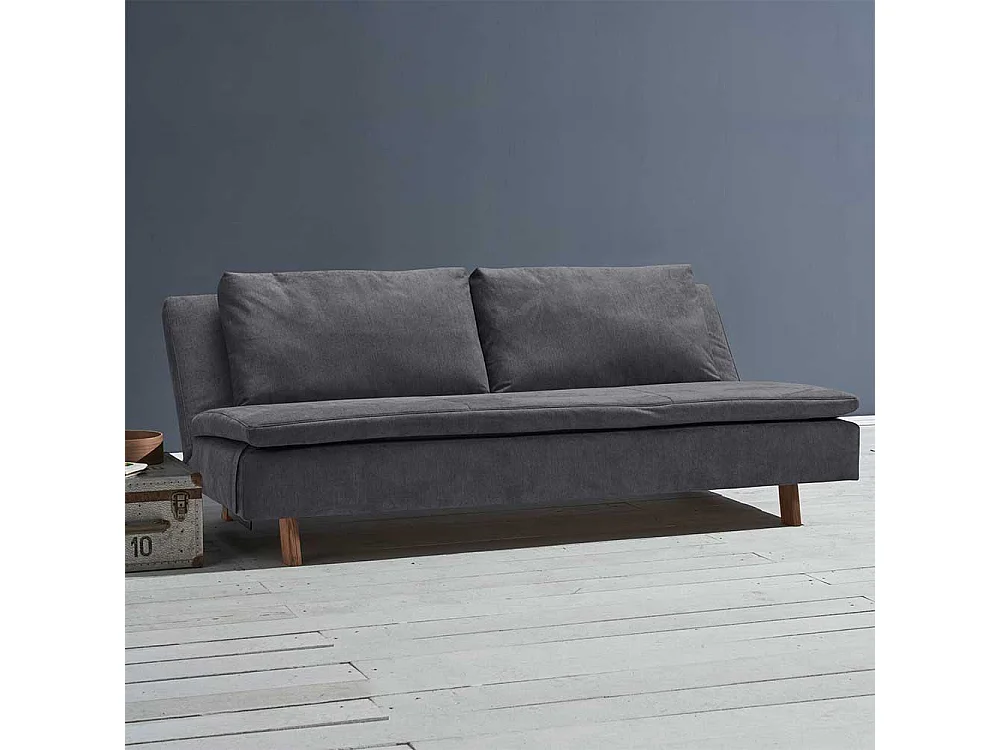 Sofa Bett Graublau in modernem Design Rücken Klappmechanik