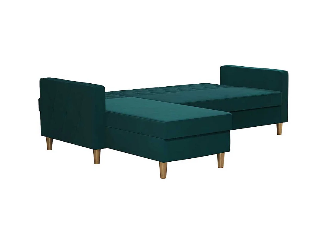 Bettsofa Ecke Petrol aus Samt Rücken Klappmechanik