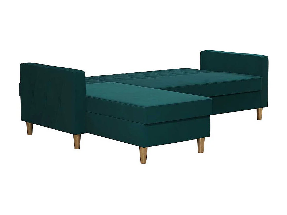 Bettsofa Ecke Petrol aus Samt Rücken Klappmechanik