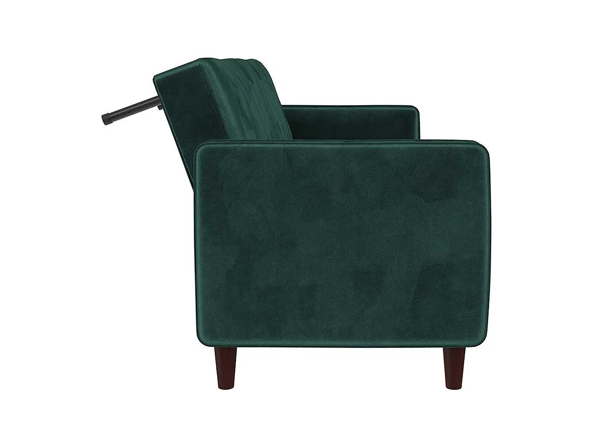 Grüne Samt Schlafcouch mit Rücken Klappmechanik 207 cm breit