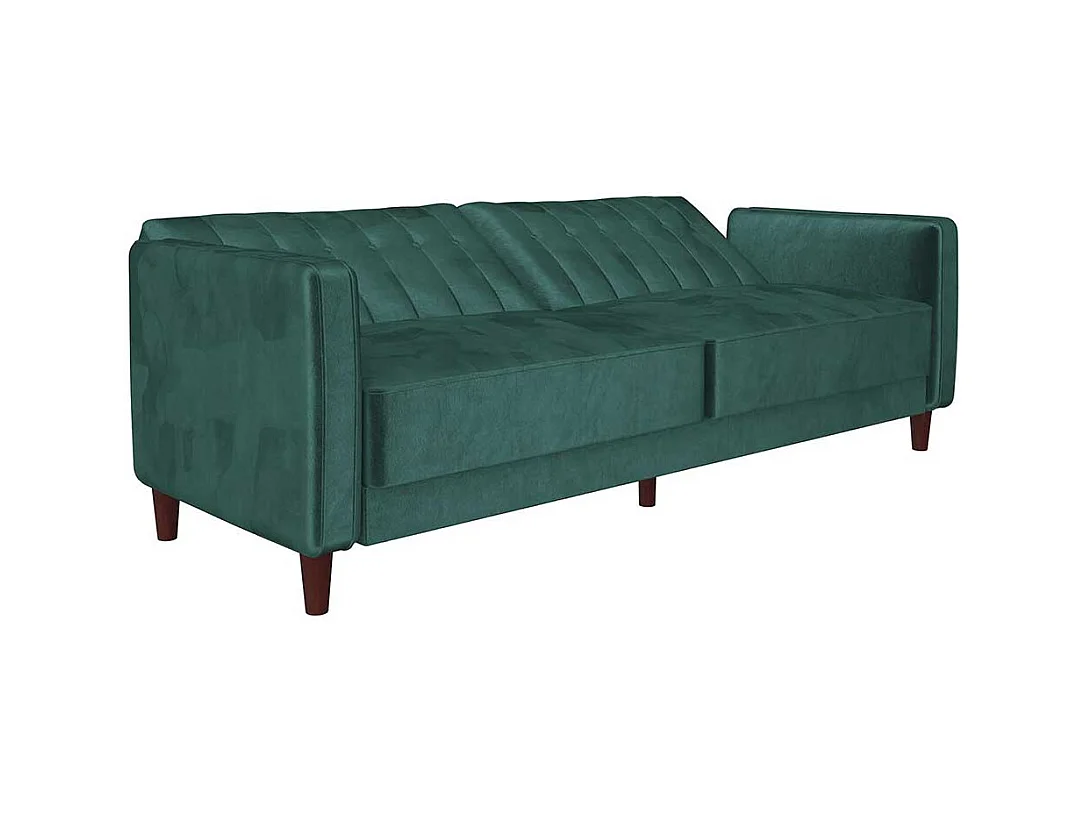 Grüne Samt Schlafcouch mit Rücken Klappmechanik 207 cm breit