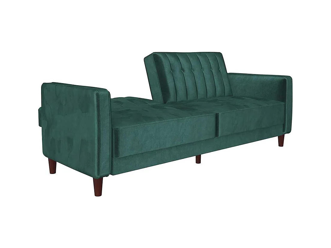 Grüne Samt Schlafcouch mit Rücken Klappmechanik 207 cm breit