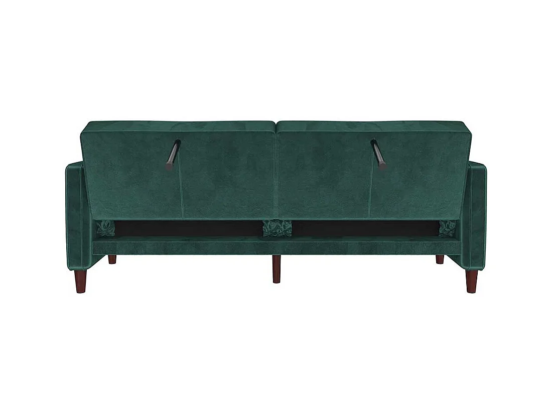 Grüne Samt Schlafcouch mit Rücken Klappmechanik 207 cm breit