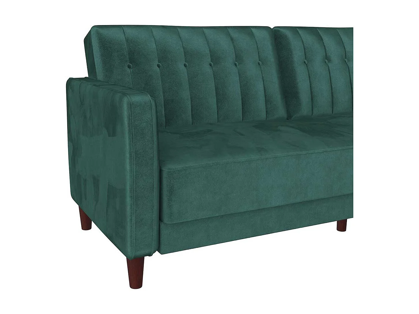 Grüne Samt Schlafcouch mit Rücken Klappmechanik 207 cm breit