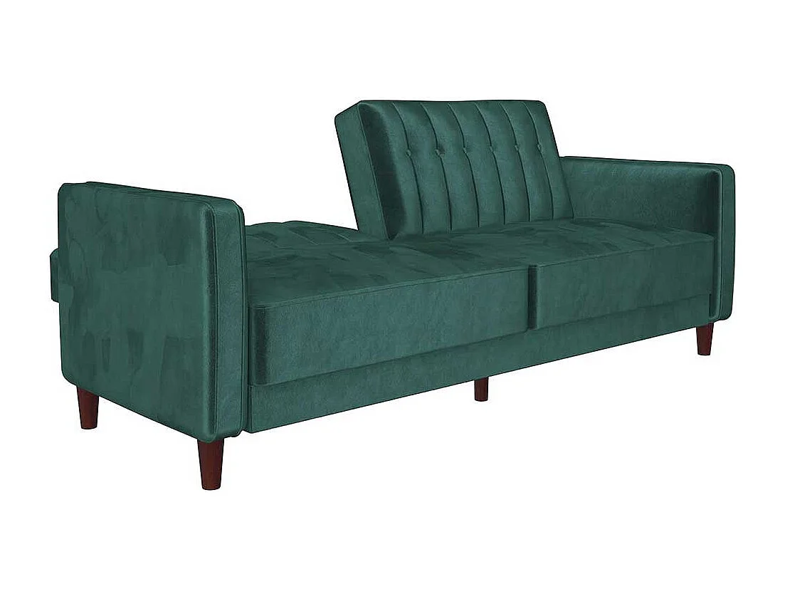 Grüne Samt Schlafcouch mit Rücken Klappmechanik 207 cm breit