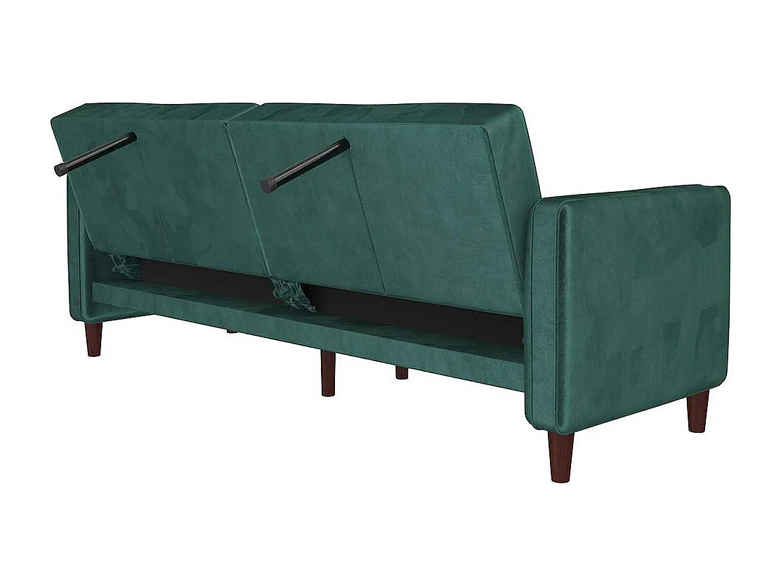 Grüne Samt Schlafcouch mit Rücken Klappmechanik 207 cm breit