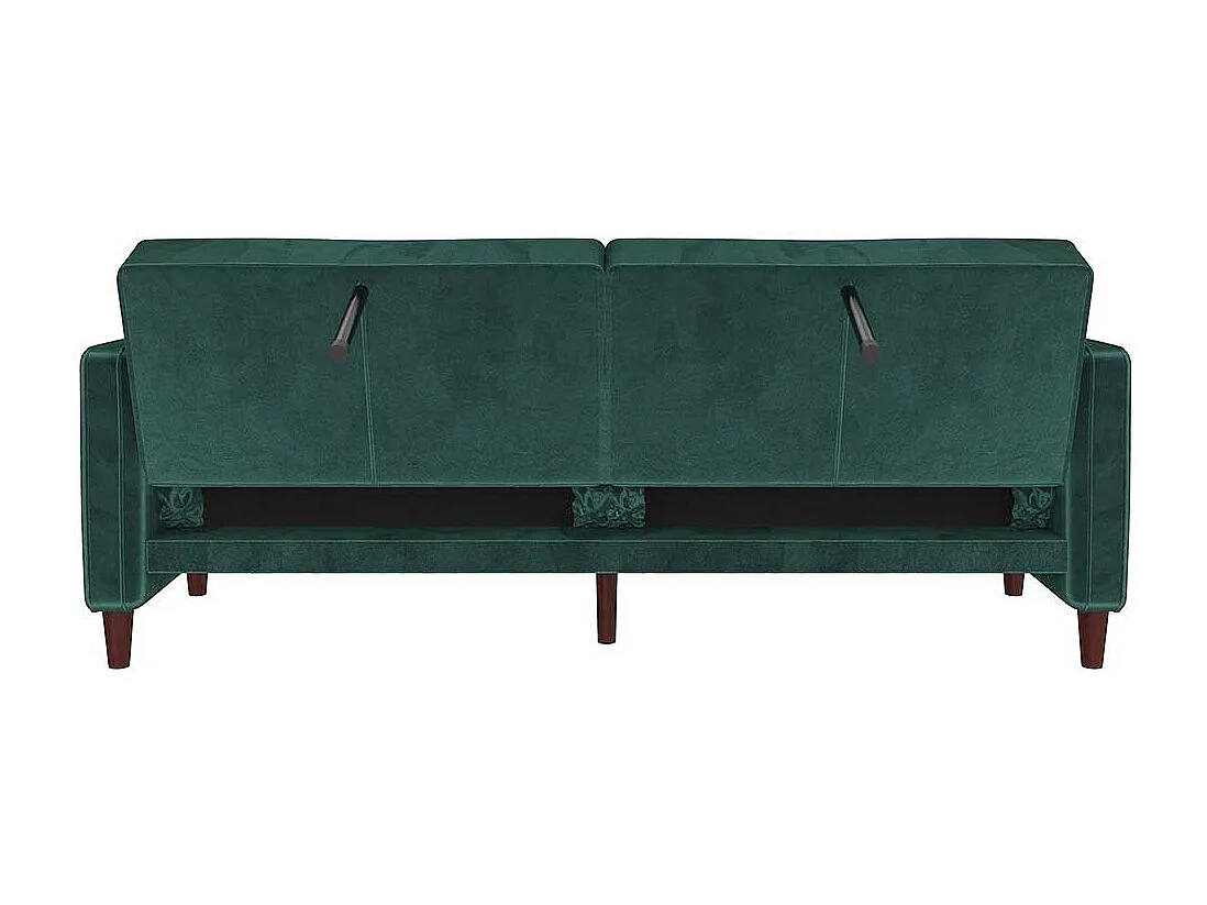 Grüne Samt Schlafcouch mit Rücken Klappmechanik 207 cm breit