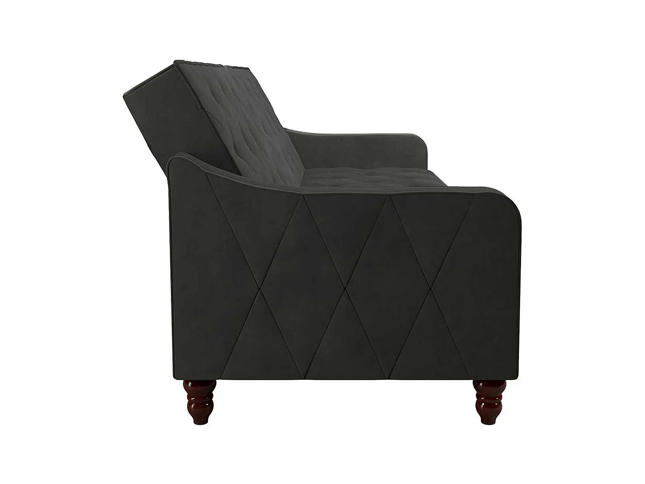 Couch mit Schlaffunktion in Dunkelgrau Samt Rücken Klappmechanik