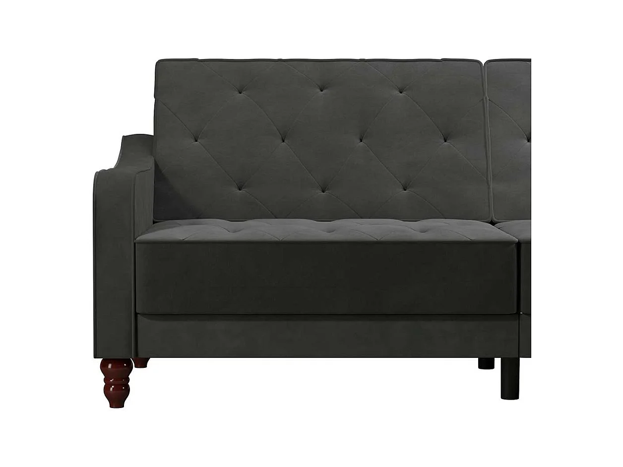 Couch mit Schlaffunktion in Dunkelgrau Samt Rücken Klappmechanik