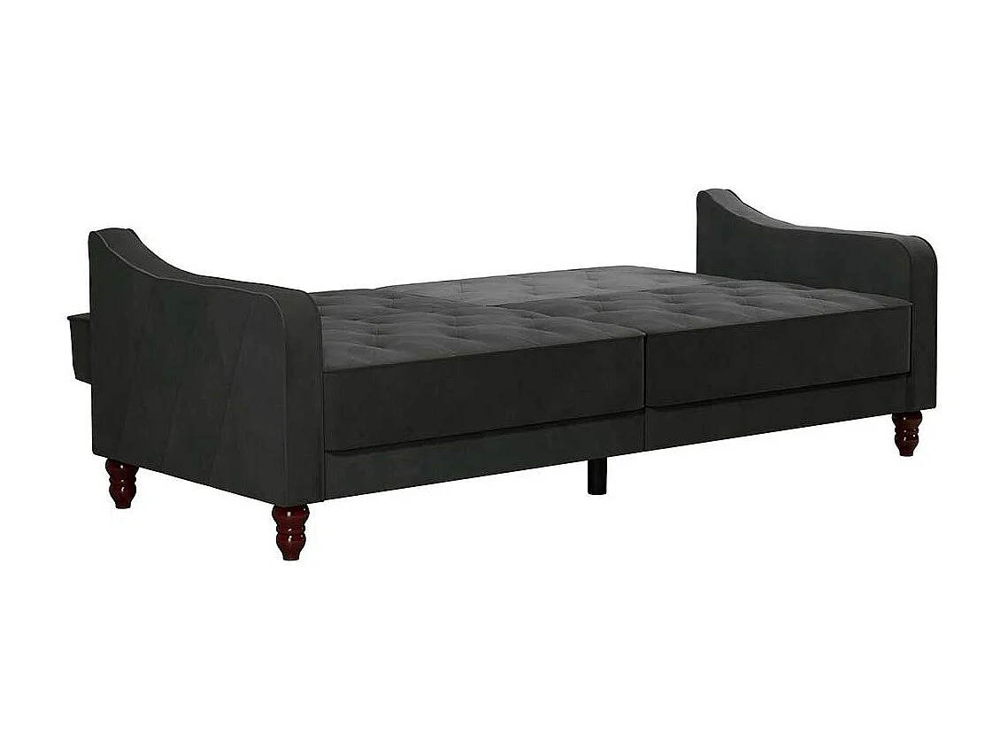 Couch mit Schlaffunktion in Dunkelgrau Samt Rücken Klappmechanik