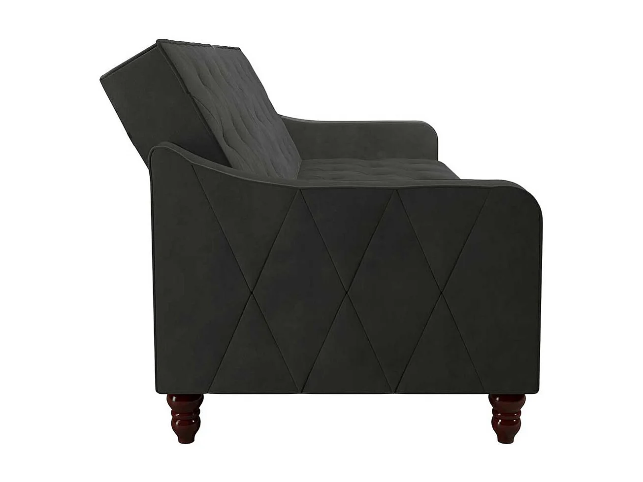 Couch mit Schlaffunktion in Dunkelgrau Samt Rücken Klappmechanik