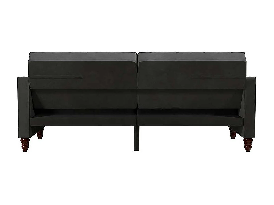 Couch mit Schlaffunktion in Dunkelgrau Samt Rücken Klappmechanik