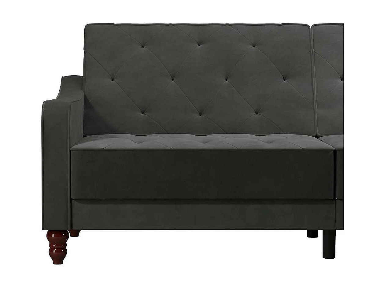 Couch mit Schlaffunktion in Dunkelgrau Samt Rücken Klappmechanik