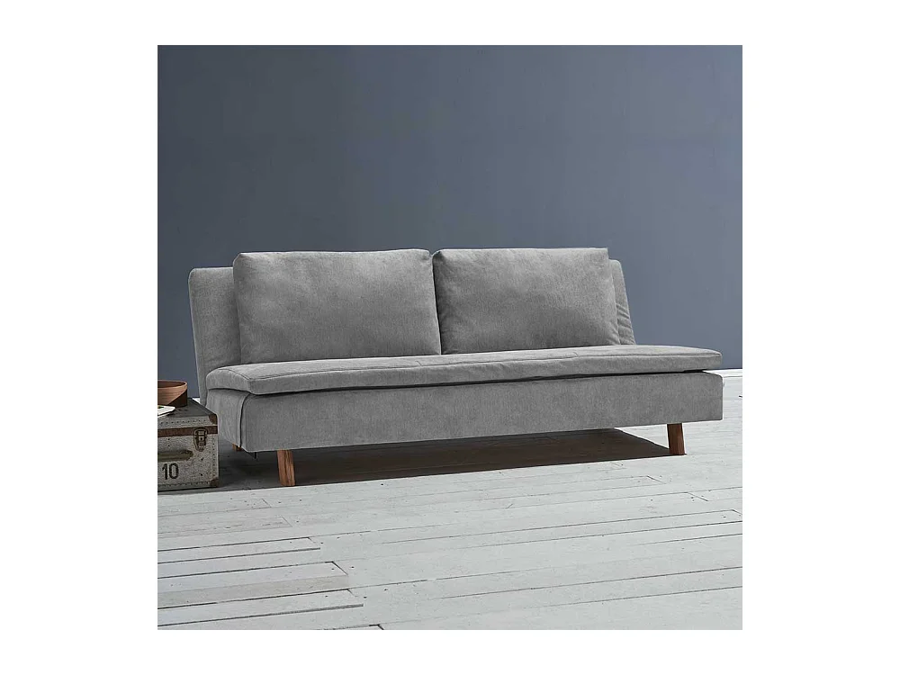 Ausklappbares Sofa grau aus Microvelour modernem Design