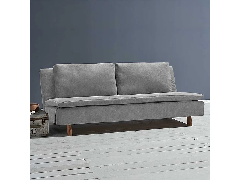 Ausklappbares Sofa grau aus Microvelour modernem Design