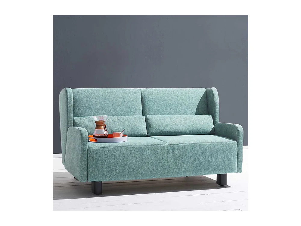 Schlafcouch in Petrol Webstoff modern