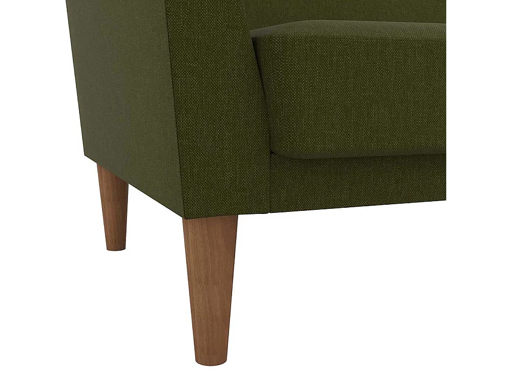 Funktions Sofa Olivgrün im Retrostil Vierfußgestell aus Holz