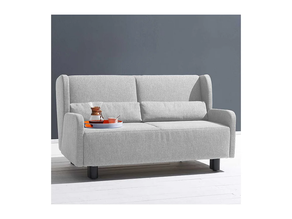 Zweisitzer Schlafsofa in Hellgrau Webstoff Made in Germany