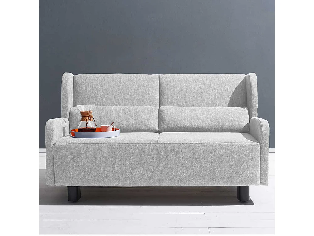 Zweisitzer Schlafsofa in Hellgrau Webstoff Made in Germany