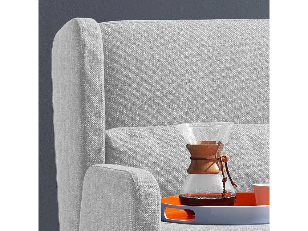 Zweisitzer Schlafsofa in Hellgrau Webstoff Made in Germany