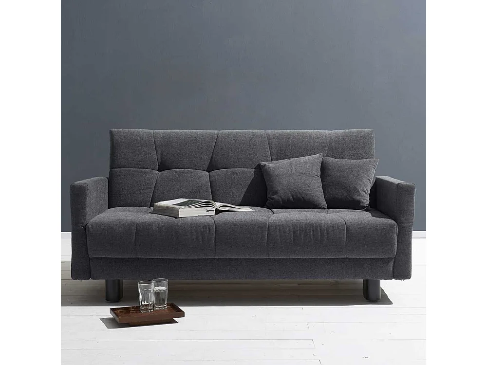 Schlafcouch in Blaugrau Flachgewebe verstellbaren Armlehnen