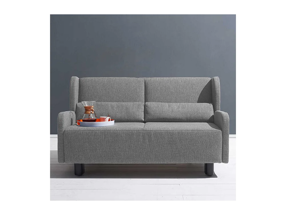 Zweier Sofa in Grau Webstoff Schlaffunktion